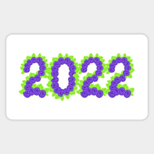 2022 formed with purple roses and green leaves Magnet